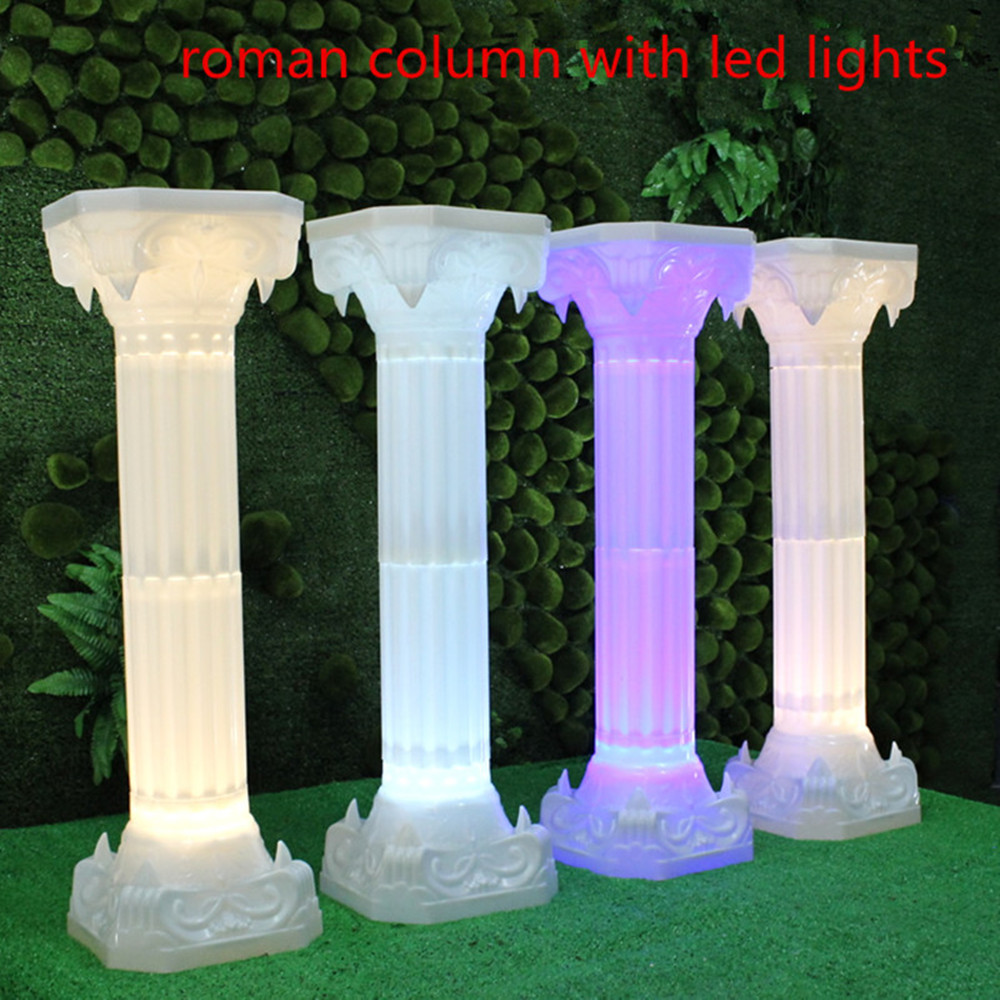 

Wedding Decoration Supplies White Plastic Roman Column Road Cited LED Glow Pillars For Party Stage Welcome Area Props 2 PCS