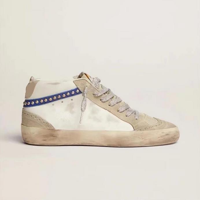 Designer Vintage WOMENS mens high top from italy Genuine Leather Versatile Couple Flat Sneakers Style Casual Height Increasing Dirty Shoes chaussure
