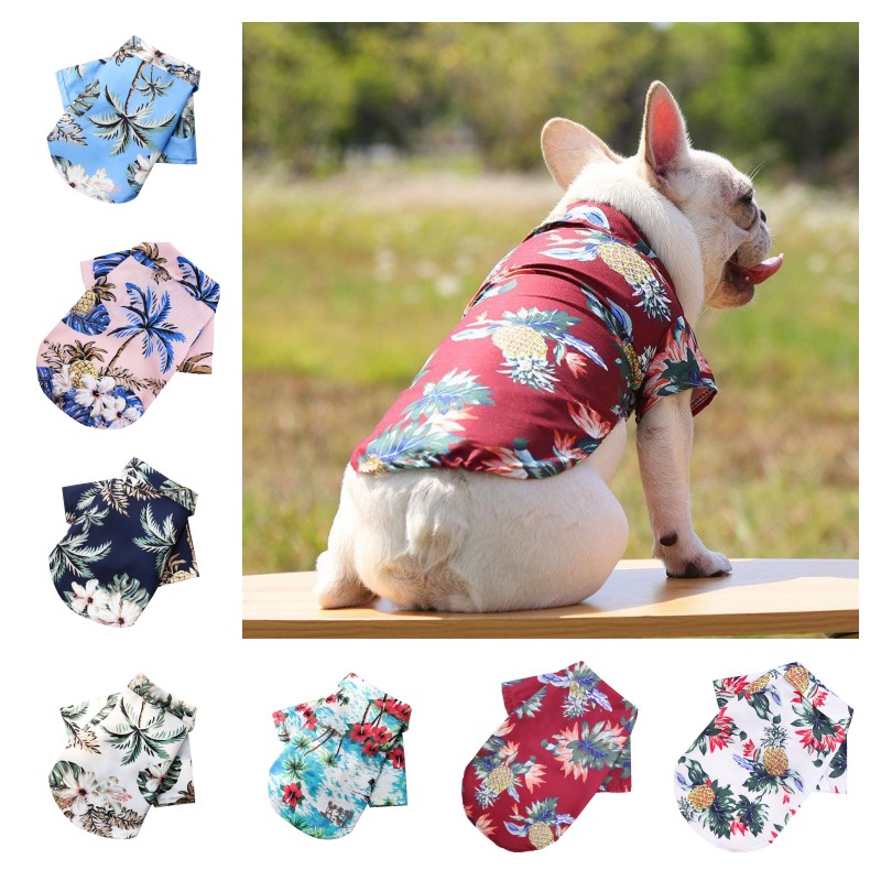 

Dog Apparel Summer thin T-Shirts Hawaii Style Dog Shirt Hawaiian Floral Printed Pet T-Shirts Breathable Cool Beach Seaside Clothes For Small and Medium Puppy Cat