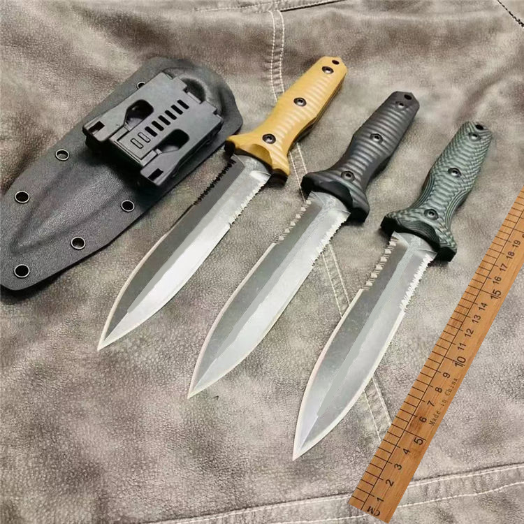 

Newest Benchmade Tactical double-edged stab Fixed knife A2 steel Blade G10 Handle camping outdoor camping outdoor Hunting Hiking Self-defense knives