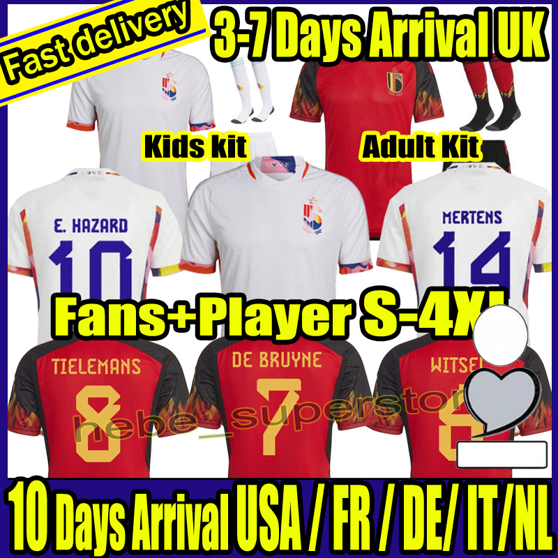 

2022 Belgium Soccer Jersey fans Player version COURTOIS hazard LUKAKU TIELEMANS 22 23 Michy Batshuayi Kevin De Bruyne KOMPANY men Football Shirt Adult Kids kit - socks, Away