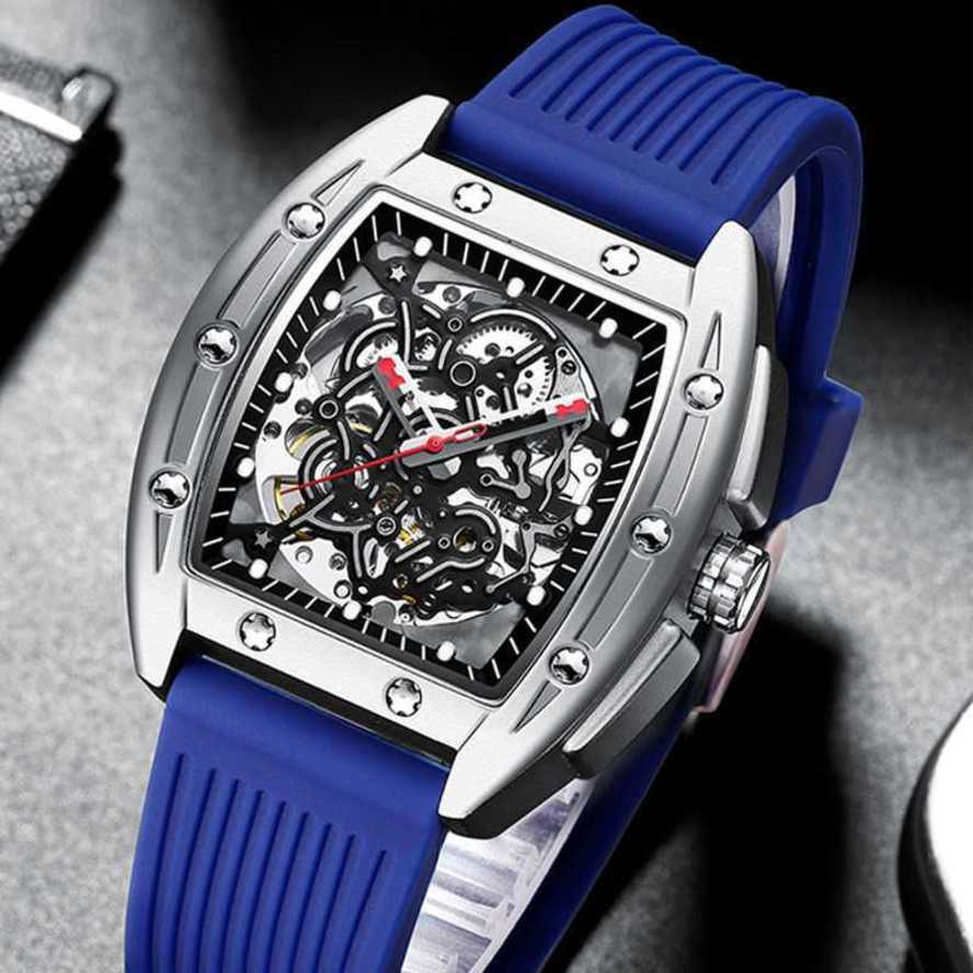 

Milles Watches Richads Mile Watch Swiss Waterproof Fully Automatic Mechanical Watch Mens Richads Series Highend Handsome Trend Frj, Silver shell black faced blue silicone