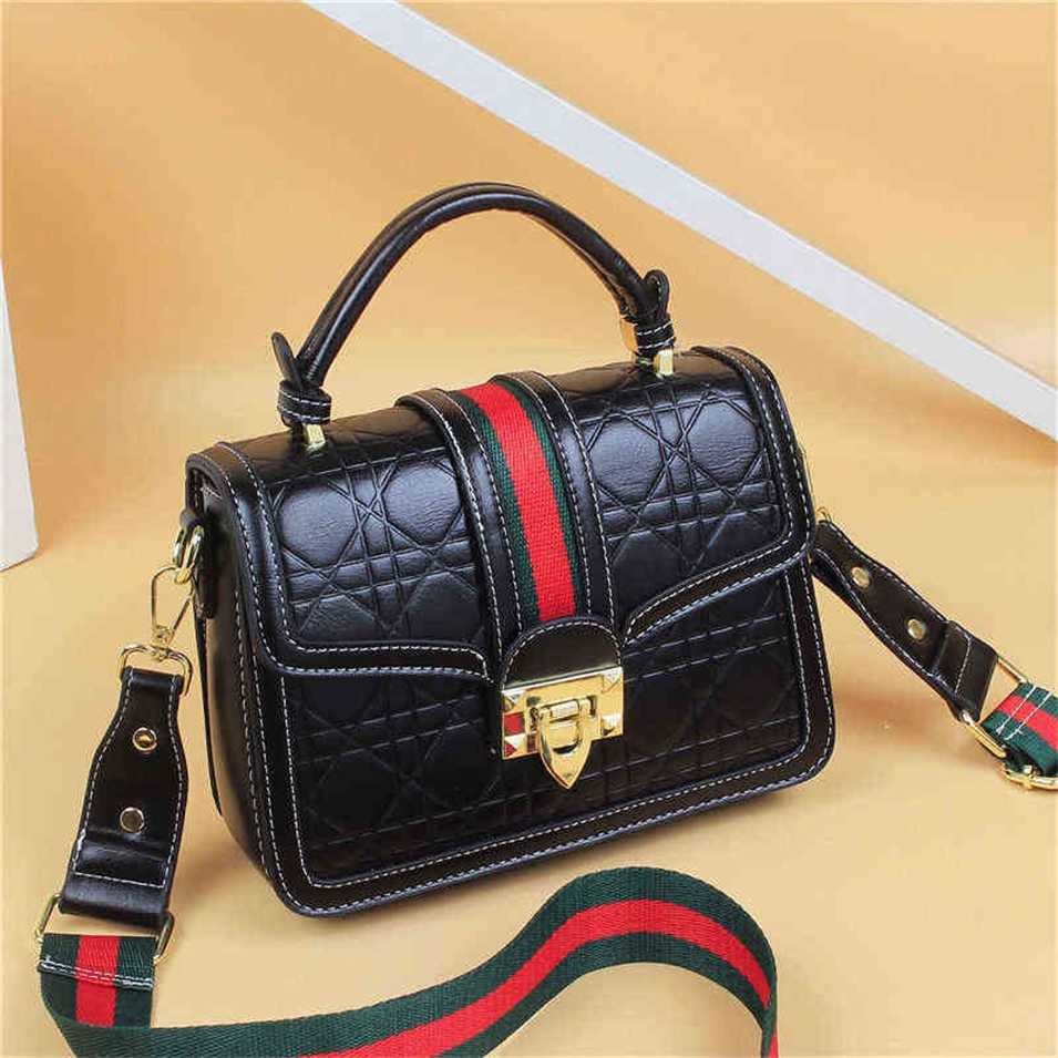 

2023 Designer bag Hand bag 2023 new fashion Europe and America ins single shoulder women's bag cross bag net shoulder belt color stripe small square, Sky blue
