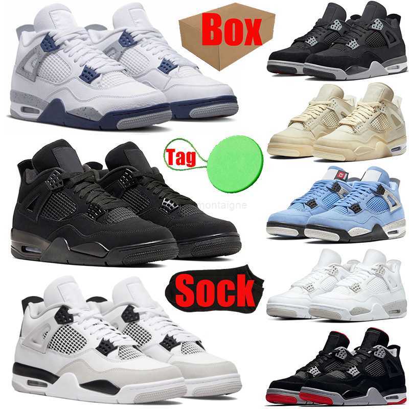 

designer shoes With box 4 4s mens womens basketball shoes Jumpman Military Black Cats Canvas Sail White Oreo University Blue Fire Red Thunder Bred men sandal, #1 black cat