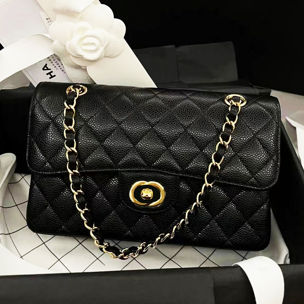 

Designer bags Shoulder Bags channel Chain Bag plaid flap 5A 26CF caviar shouder handbag gold silver chain leather double letter solid color buckle square stripe, #19