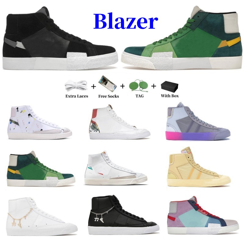 

With box Running Shoes OG Blazer Mid 77 Vintage Blazers Trainer Jumbo Low Men Women White Indigo Pomegranate Arctic Punch Mens Trainers Designer Platform Sneakers, 33