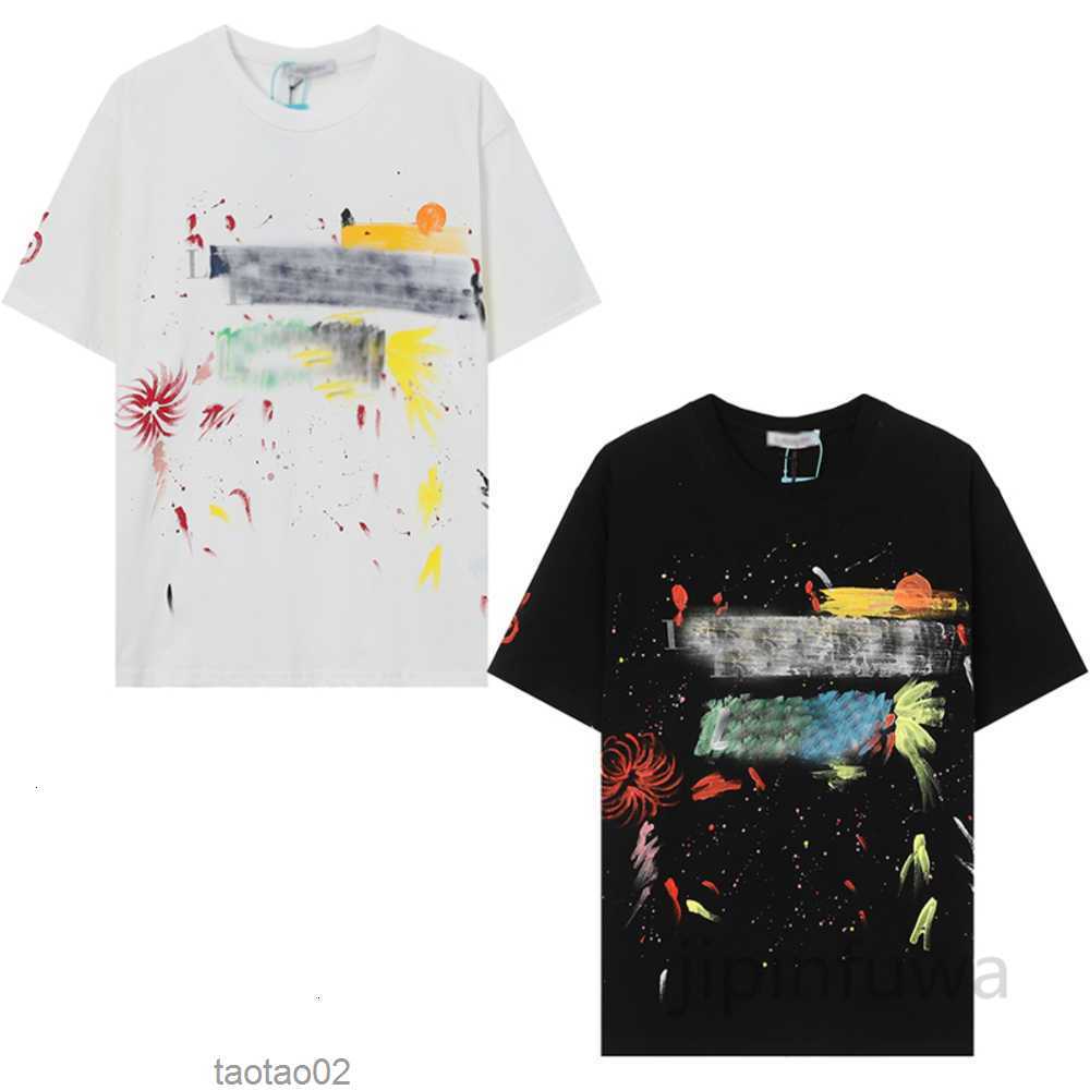 

Women t Shirts 2023 Lanvins Designer Men' Cotton Tees Color Ink Splashing Hand-painted Graffiti Sports Casual Short Sleeves T-shirts Jtoqzxatdjj4, White