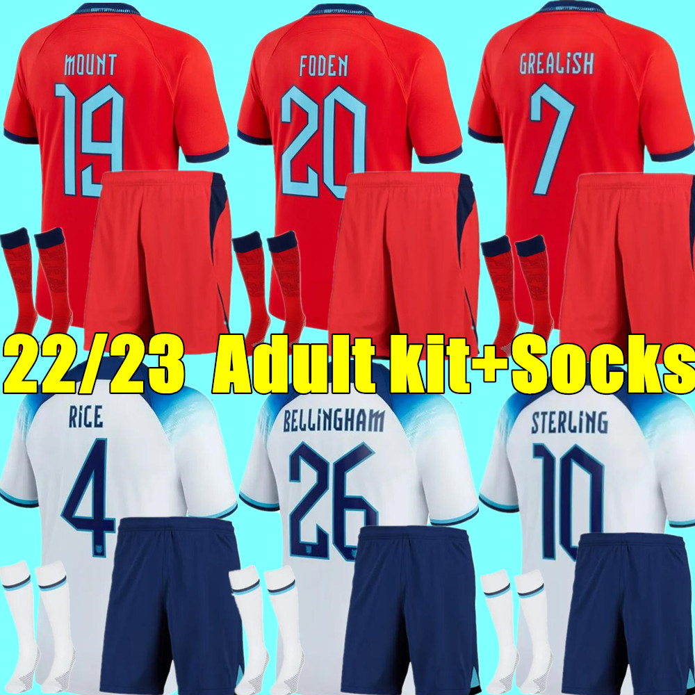 

2022 Angleterre KANE SAKA soccer jerseys BELLINGHAM FODEN STERLING RASHFORD MOUNT SANCHO EnglandS 22 23 national football shirts Men Women Kids child kit uniforms, Adult away patch+socks
