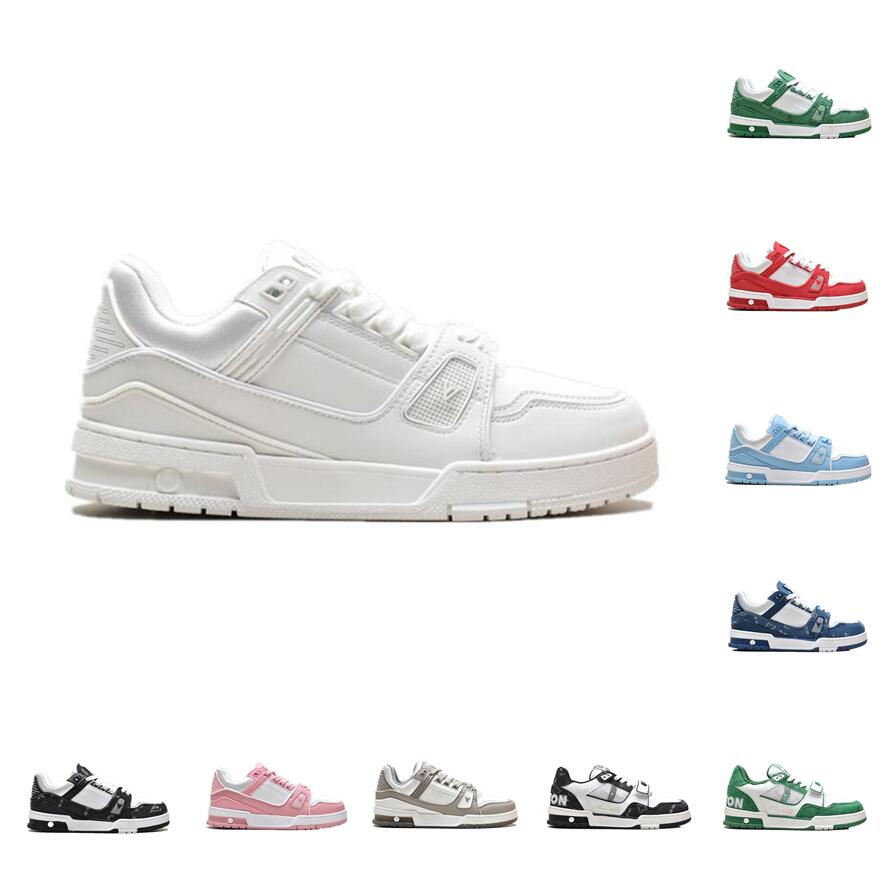 

2023 NEW Designer Sneaker Virgil Trainer Casual Shoes Calfskin Leather Abloh White Green Red Blue Letter Overlays Platform Low Sneakers Size 36-45, 13