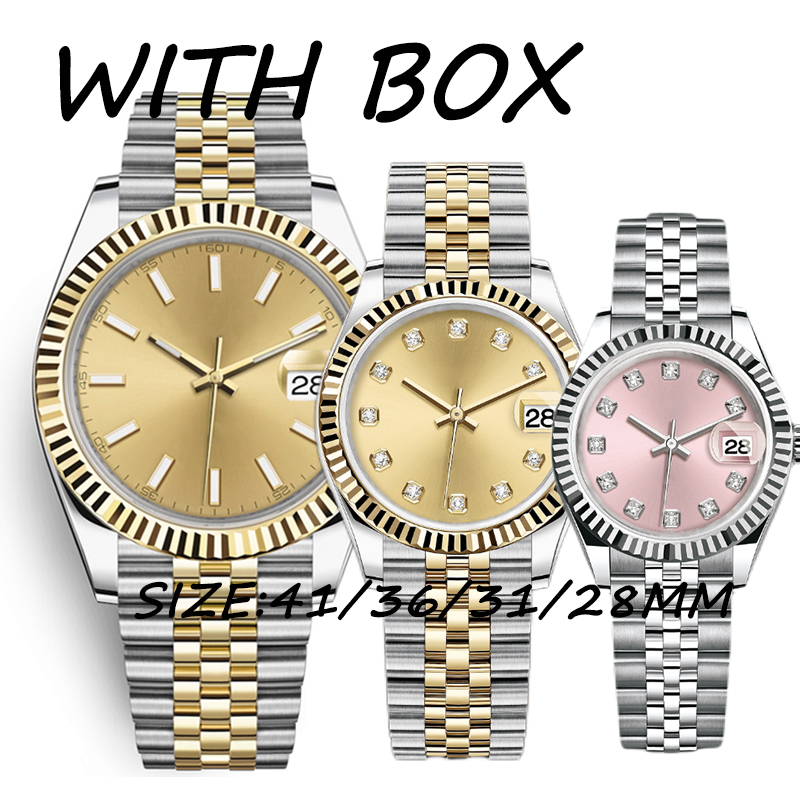 

Mens Automatic Mechanical movement Watches 36/41MM Full Stainless steel Luminous Waterproof pink 28/31MM Women Watch Couples Style Classic Wristwatches, Sapphire glass