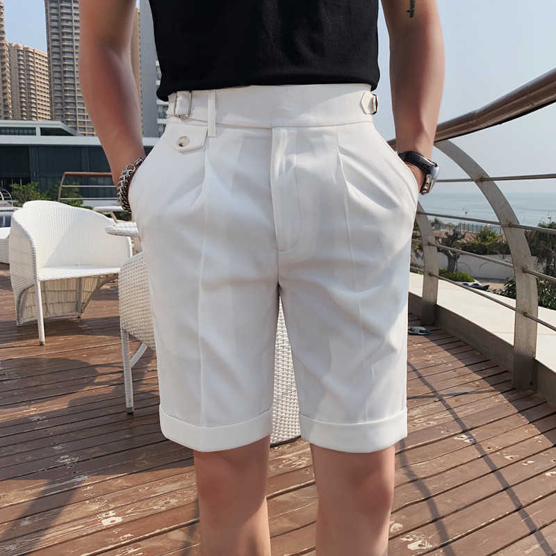 

Men's Shorts 2022 Summer Thin Mens Shorts Fashion Business Casual Dress Suit shorts Male England Straight Streetwear Five Points Pants 29- AA230328, White