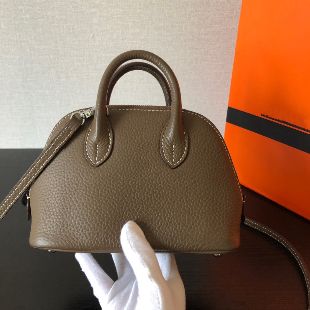 

Bolide Mini Genuine Cowhide Leather Alma Bag 18cm 12 Colors Super Soft Cutie Real Leather Crossbody Designer Women Bags, Dark grey