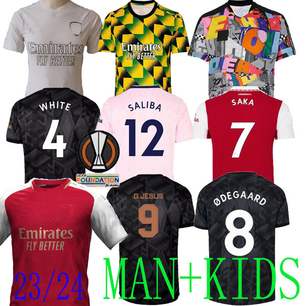 

ARSen 22 23 24 soccer jerseys SALIBA Gunners whiteout MARTINELLI G. JESUS 2023 SMITH ROWE Unites No More Red campaign jersey SAKA football shirt ODEGAARD kit Kid, Home