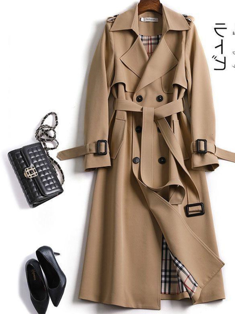 

Women' Trench Coats Midlength Women Casual Vintage Lapel Long Sleeve Fashion Elegant Classic Double Breasted Slim Overcoat Clothing Tops 230329, Apricot lining