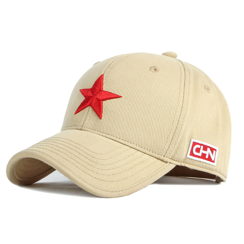 

Red Star Embroidered Baseball Caps Adjustable Sunshade Cap Stars Embroidery Snapback, White