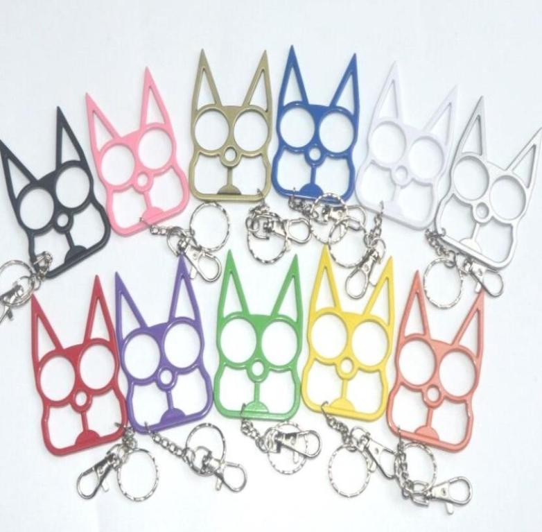 

Multifunctional Defense Cat Keychain Cartoon Cats Finger Tiger Set Two Buckle Selfdefense Broken Windows Machine Buckle Pendant f6571182