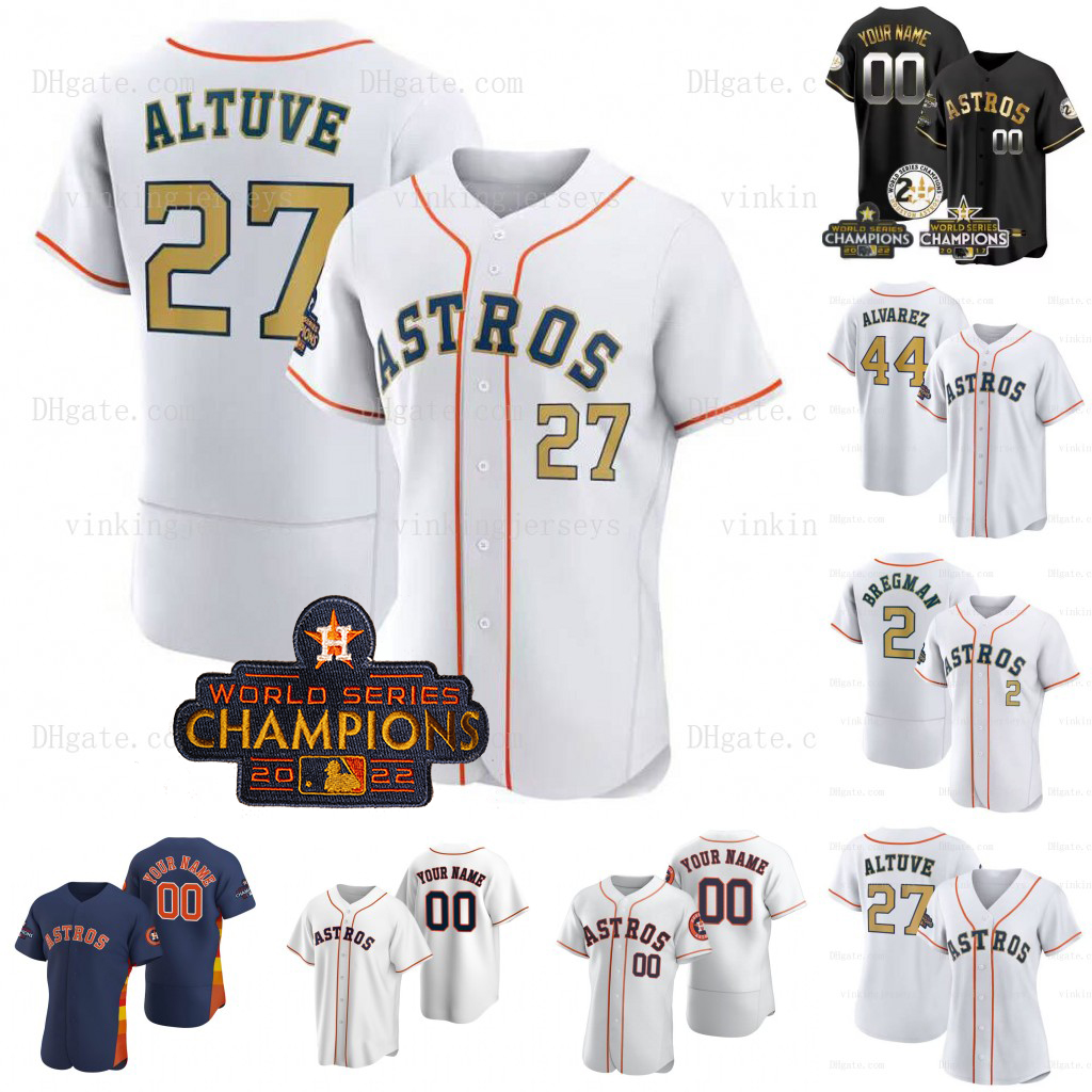 

Astros 2023 Gold Gold Collection baseball jerseys Houston 2022 Champions Yordan Alvarez Kyle Tucker Jake Meyers Chas McCormick Bligh Madris Mauricio Dubon, White