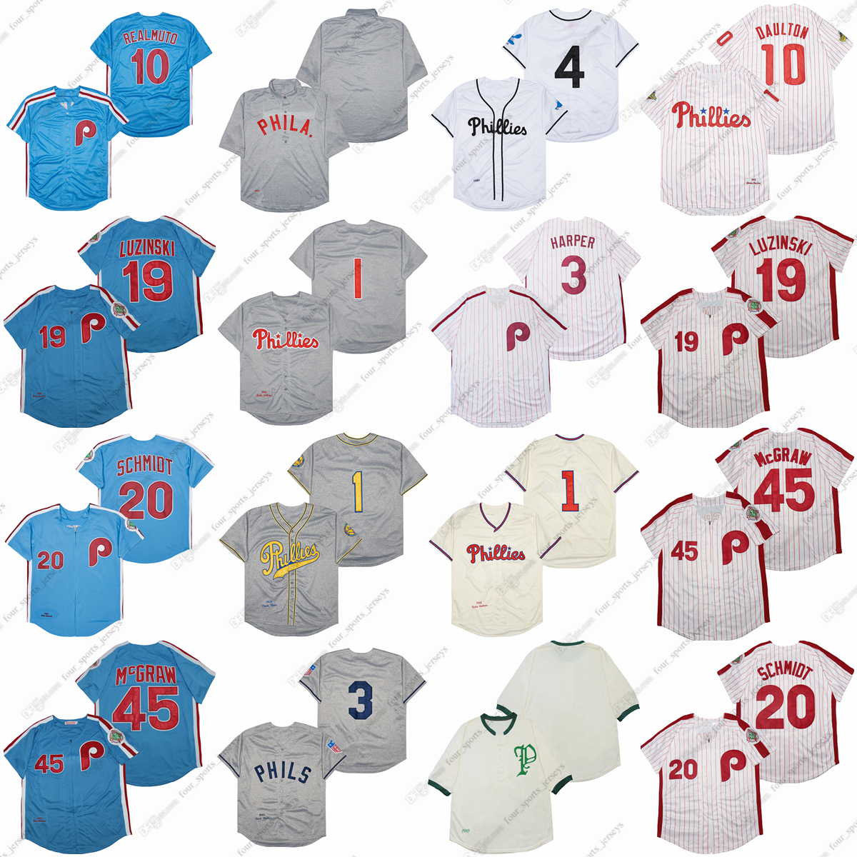 

Retro Richie Ashburn baseball jerseys Chuck Klein Jimmie Foxx Greg Luzinski Mike Schmidt Tug McGraw, Picture