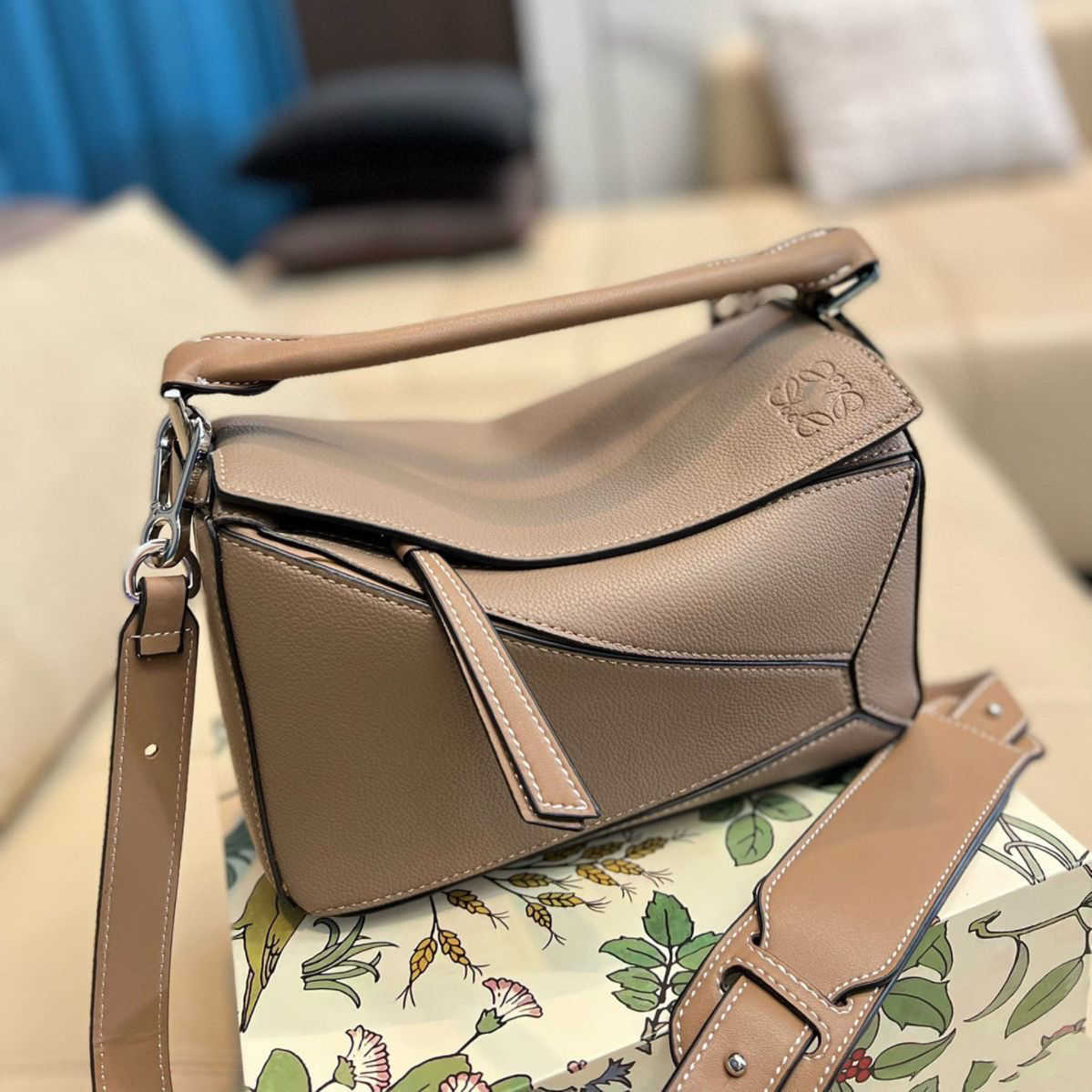 

Purse Luxury Ladies Large 2023 Loews Bags Puzzle Fashion Handbags Silver Checker Litchi Grain Cowhide Women's Designer Bag F49M, Blue