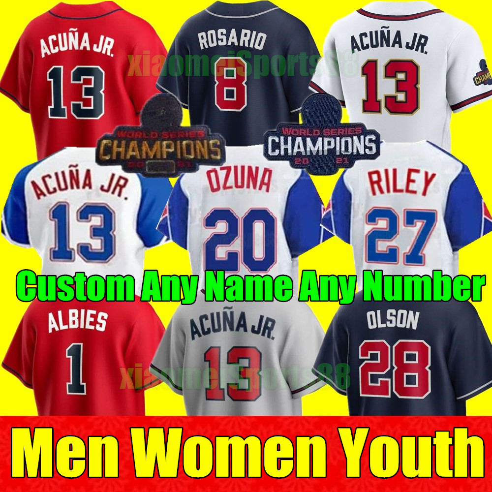 

2023 S-4XL City Connect Baseball Jerseys Austin Riley Ronald Acuna Jr. Ozzie Albies Atlanta Matt Olson Sean Murphy Eddie Rosario Brave Max Fried Marcell Ozuna, As shown in illustration