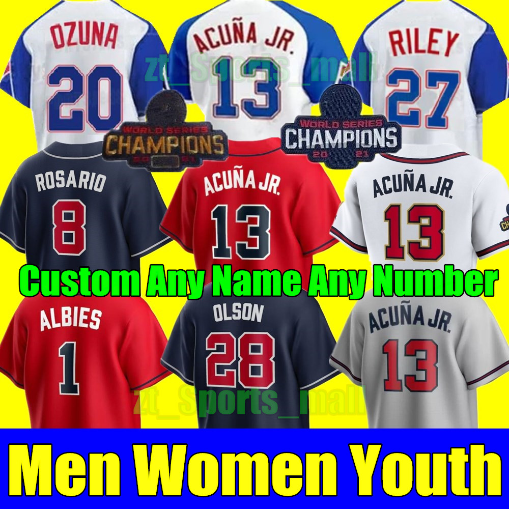 

S- 2023 City Connect Jersey Ronald Acuna Jr. MATT OlSON JORGE SOlER DEiON SANDERS AUSTIN RIlEY OZZIE BRAVES ALBIES JONES Men Women Youth Baseball Jerseys, As shown in illustration