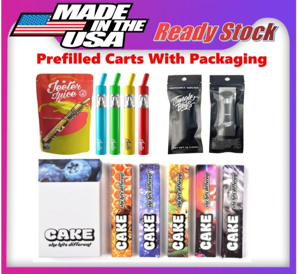 

USA Stock Prefilled Carts Disposable Ecigarettes Vape Pen edibles Rechargeable Battery 1ml Starter Kit Vapes Cartridges Full Cart1017787