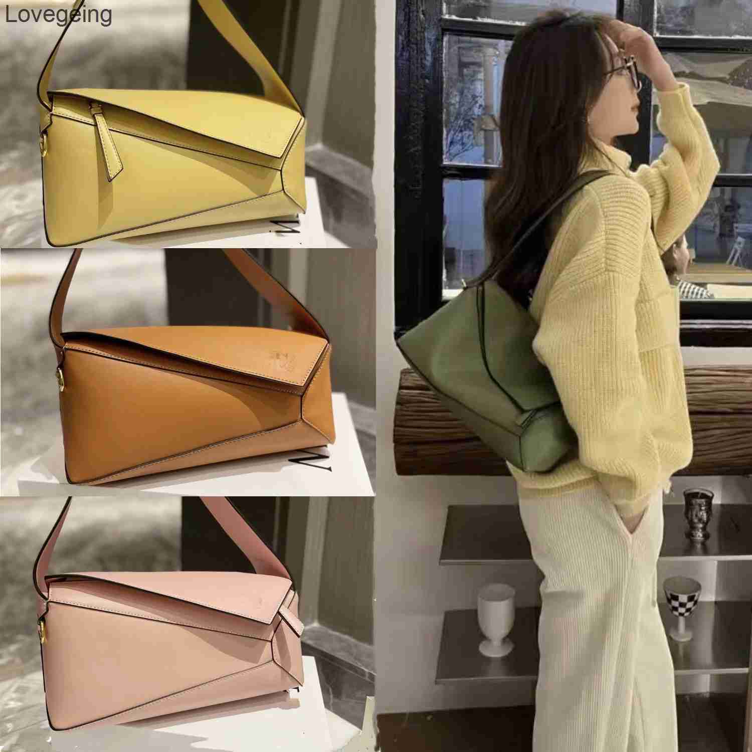 

Designer Bag 2023 Loews Bags Hobo Puzzles Pillow Fashion Soft Leather Underarm Spliced One Shoulder Handheld Pillow, White13