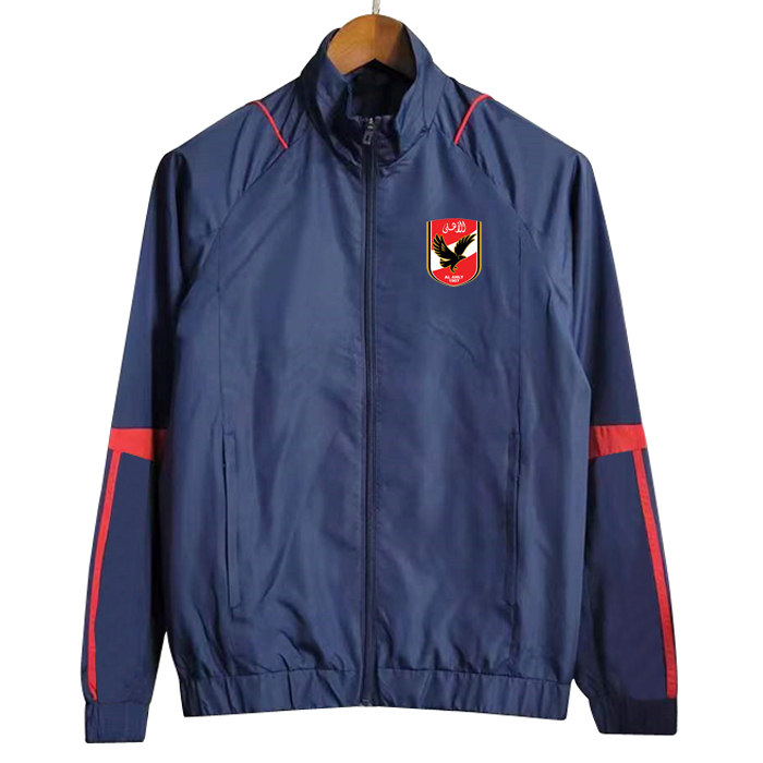 

2023 2024 Al Ahly SC Mens Jackets Long sleeve full zipper Hooded soccer Windbreaker adult hoodie Windproof football jacket sports Windbreakers coats Size S-2XL, Black