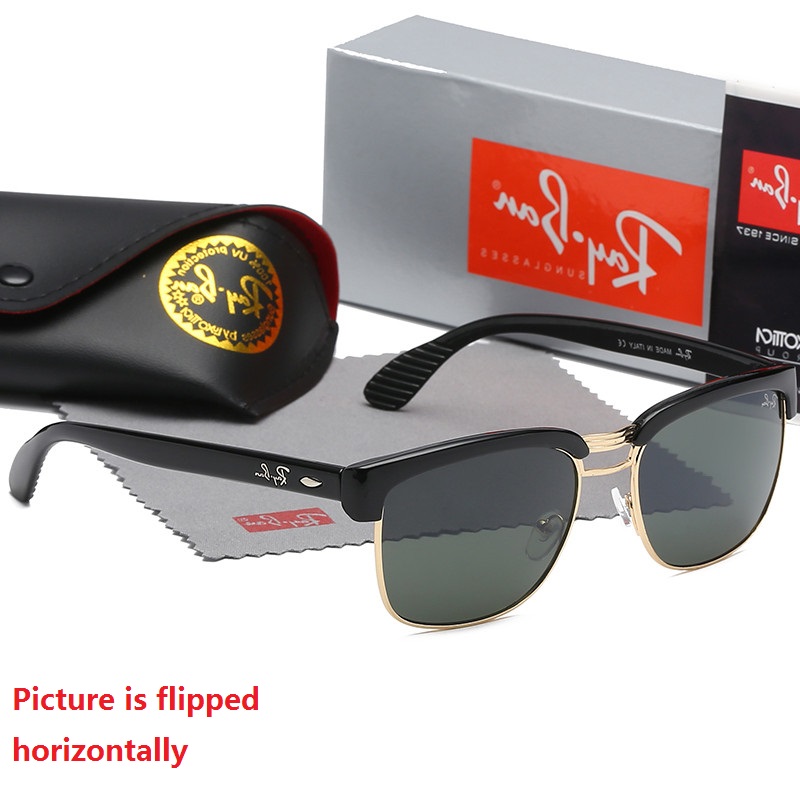 

Brand Men's and Women's Sunglasses Ray Bans RayBans Glasses Retro Polarized Goggles Pilot Beach UV400 Glasses Metal Frame Sunglasses with black box 756