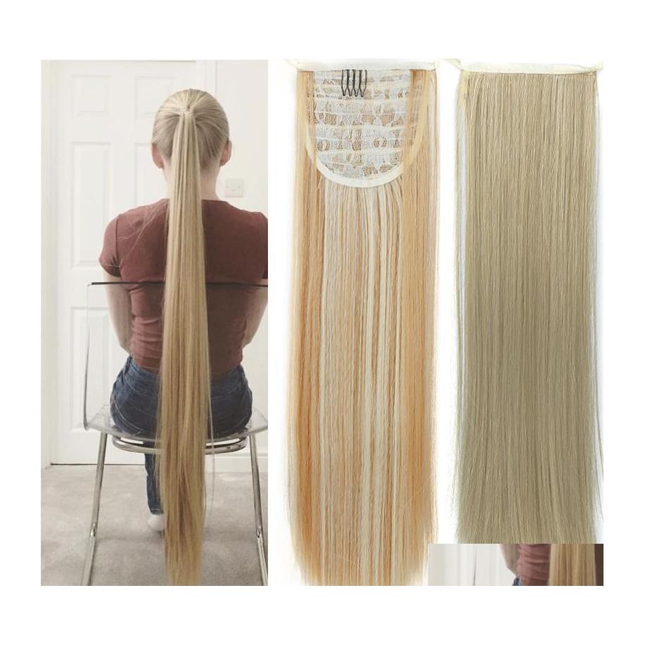 

Synthetic Wigs Long Silky Straight Ponytails Clip In Pony Tail Heat Resistant Fake Hair Wrap Round Hairpiece 3032 Inch Drop Delivery Dhv8Z, 105