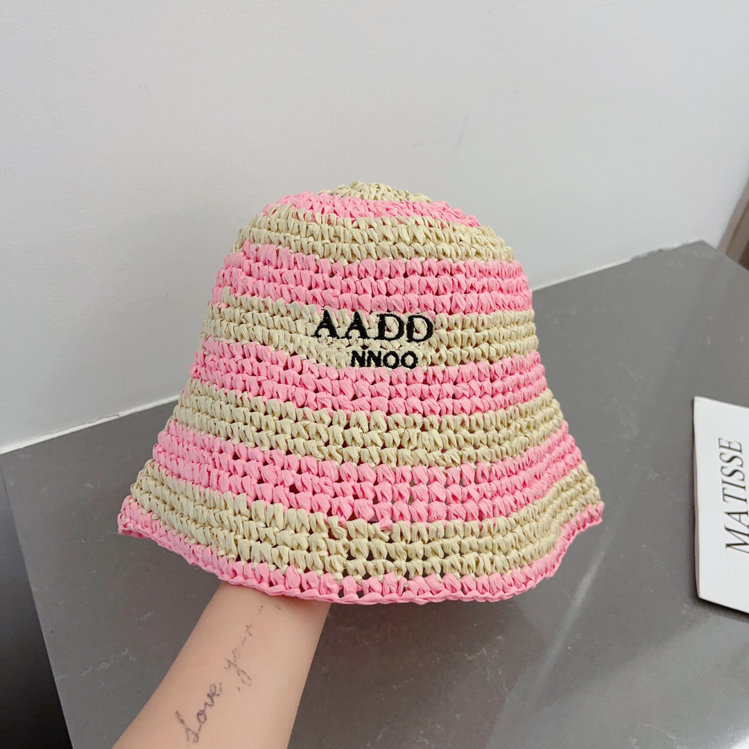 

Letter Straw Hat Designers Men Womens Bucket Hats Luxury Fitted Hat Fashion Hand Woven Sunhat Summer Beach Hats Baseball Caps 2303252D, Pink