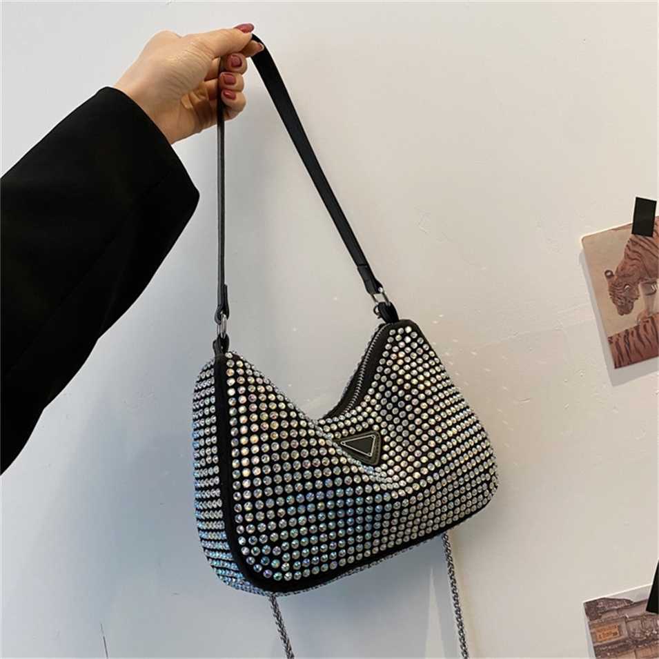 

2023 Designer bag Handbag trendy spring Korean Rhinestone glittering small square net red foreign style Portable Single Messenger, Black5