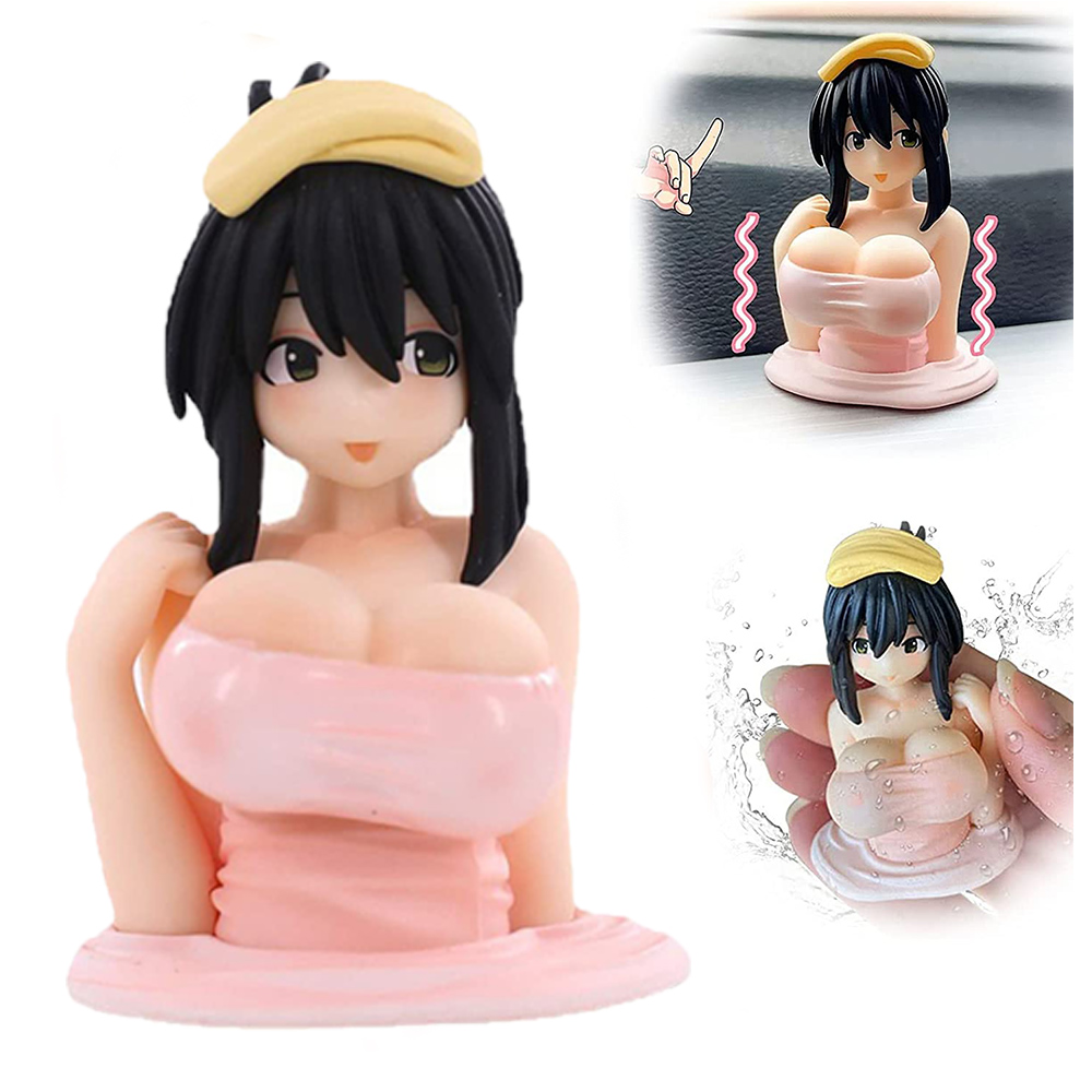 Anime Car Stickers Cute Chest Shaking Girl Car Ornament Kaii Anime Statue Car Dashboard Sexy Doll Figurine Cute Auto Accessories C251117-image-1085000475
