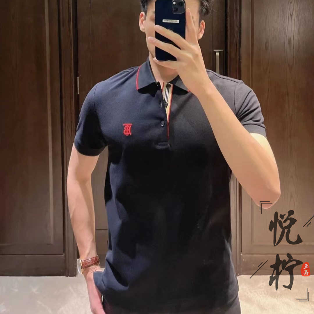 

Arder shirt Burbery Merchandie B Home Pearl Cotton TB Label Embroidery Colored Bar POLO Shirt Men Polo Neck Short Sleeve T Caual Wear 2 NEM6, White