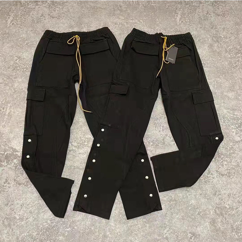 Mens cargo Pants Drawstring Sports Pants Casual pants with breasted drawcord-image-550444805