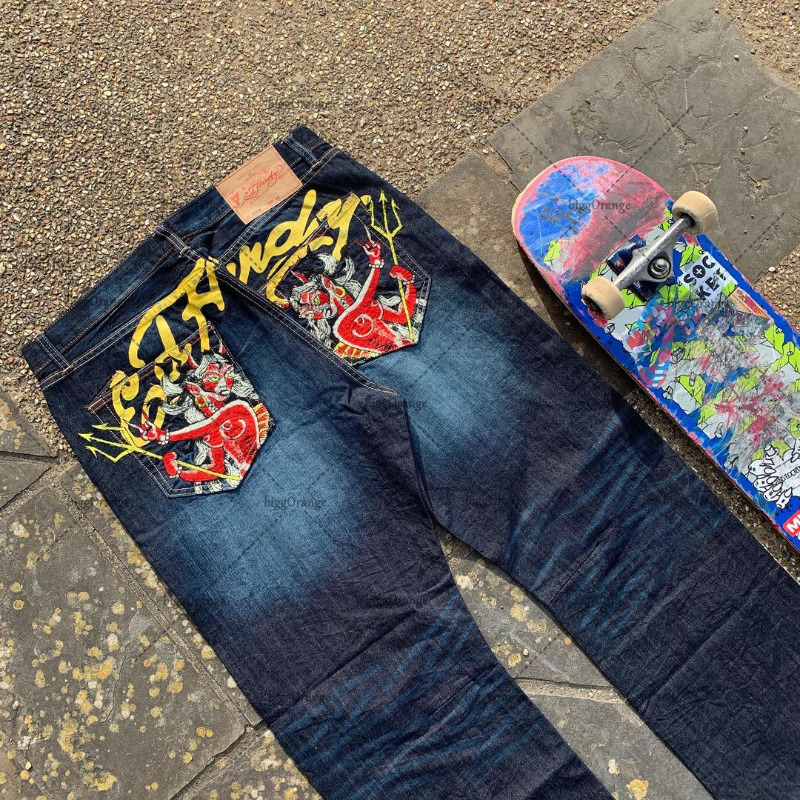 

Mens Jeans American hip hop street anime printed jeans mens y2k High Harajuku casual wide foot pants loose straight leg 230330, Blue