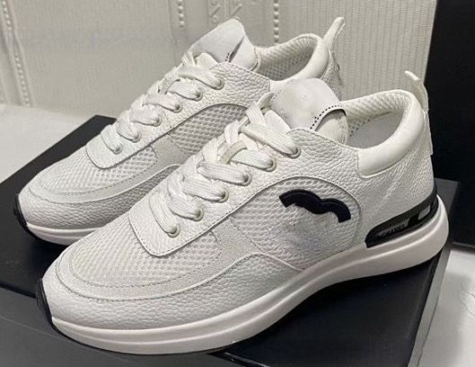 

Version Casual Shoes Mesh Surface Female 2023 New Shoes Cowhide Splicing Lace-up Breathable, White