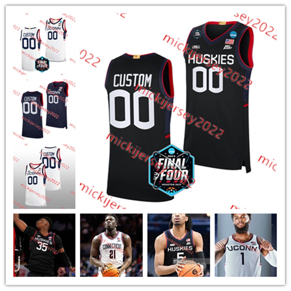 

2023 Men' Final Four Uconn Huskies Basketball Jersey Hassan Diarra Alex Karaban Richie Springs Andrew Hurley Yarin Hasson Donovan Clingan Uconn Huskies Jerseys, Navy + 2023 final four
