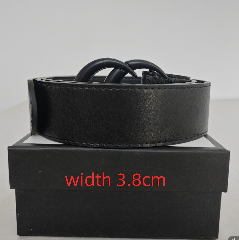 

3.8cm Men Women Solid guccie Belt Womens Genuine Leather Black And White Color Bronze big buckle Designers louise Belts viuton For Mens vutton Luxurys, Belts no box