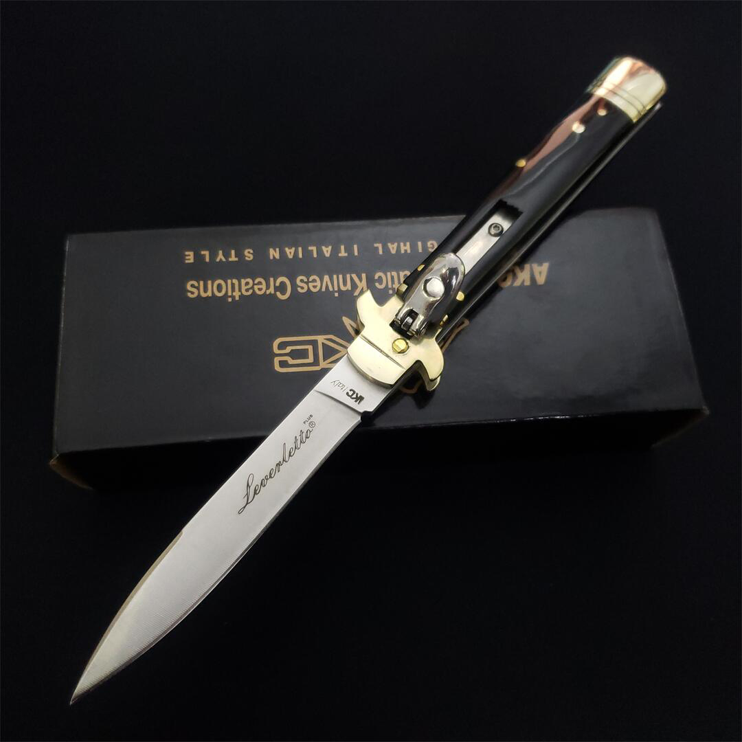 

The ACK Bill DeShivs Horizontal Tactical Folding Knives Single Action D2 Blade OX horn Handle Survival benchmade Knife 9 Inch EDC Tools BM42