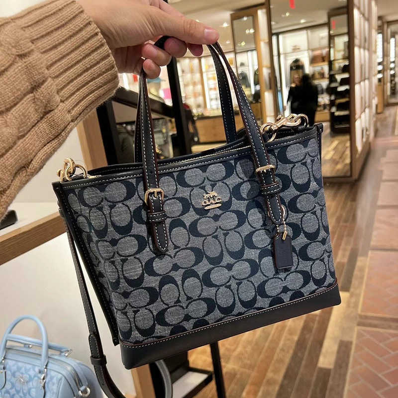 

Stuff Sacks 2023 New Women's Mollie 25 Shopping Zipper Sandwich Tote One Shoulder Crossbody Bag, Chambray blue