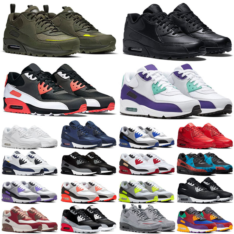 

2023 Designer 90 Sports Running Shoes Triple Black White Leather Mesh Red Grey Volt Obsidain Moss Blue ports Walking Outdoor Trainer Sneakers Eur 36-45, 29