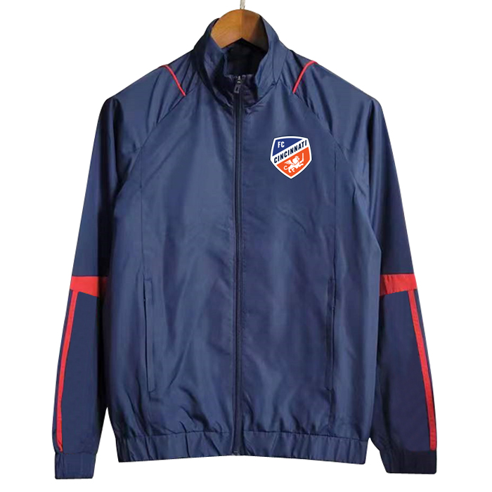 

FC Cincinnati Mens Jackets Long sleeve full zipper Hooded soccer Windbreaker adult hoodie Windproof football jacket Unisex sports Windbreakers coats Size S-2XL, White