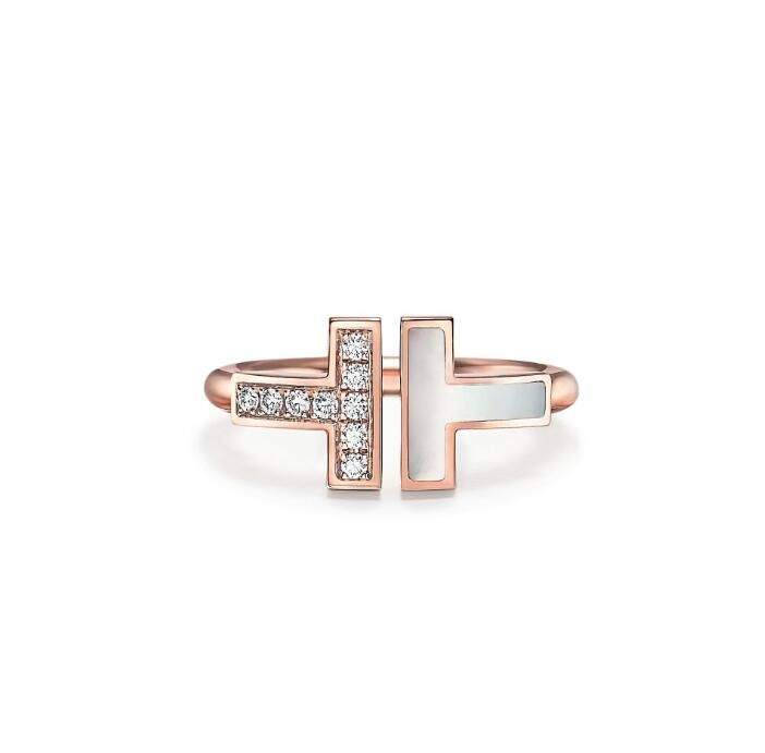 

tiffany Classic open double T ring lovers' ring Tiktok live broadcast popular jewelry