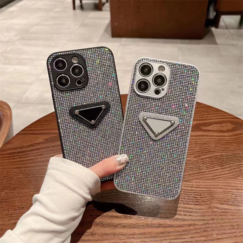 

Sparkling Rhinestone Cell Phone Cases For iPhone 14 13 12 11 Pro Max Unisex Designers Letters iPhone Cover Fashion Luxury Casual Phonecase, Black