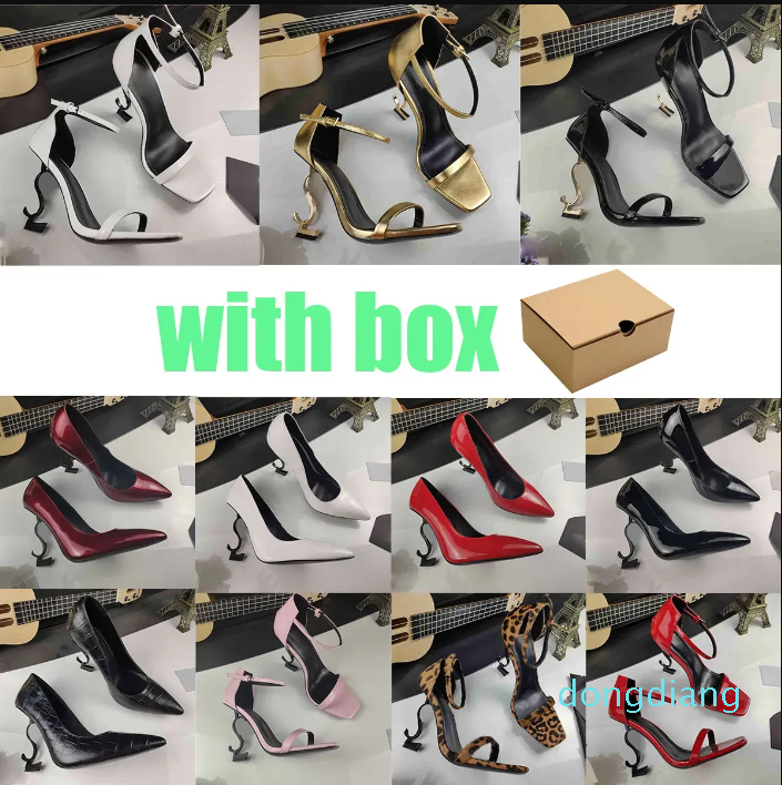

Women Dress Shoes High Heels Designer Patent Leather Gold Tone Triple Black Nuede Red Womens Lady Fashion Sandals Party Wedding Office Girls Casual Shoes