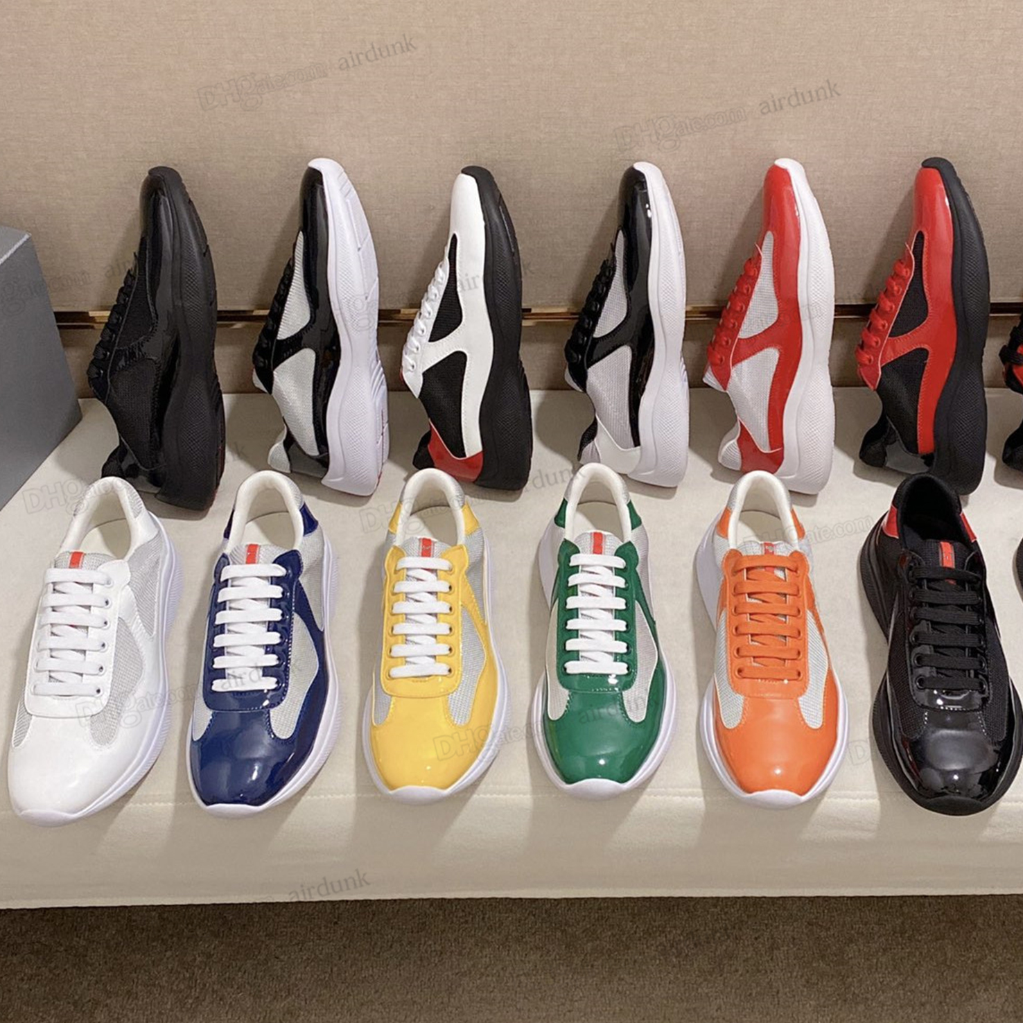 

Men America'S Cup Casual Shoes America Xl Designer Leather Sneakers Patent Leather Flat Trainers Black Mesh Lace-up Outdoor Runner Trainers Sport Shoes With Box 38-46, 13