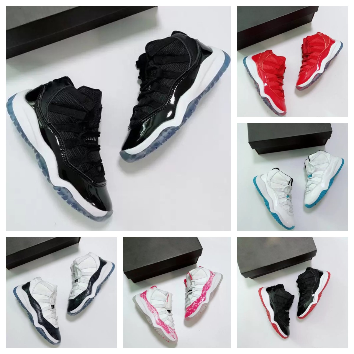 

Cherry 11s basketball kids shoes boys Michael jodan 11 Jumpman shoe Children mid sneaker Chicago designer military grey trainers baby youth running shoes size 24-35, Colour 02