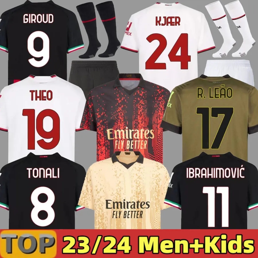 

23/24 AC MILANS IBRAHIMOVIC GIROUD Soccer Jerseys 2022 THEO BRAHIM TONALI 4th Shirt ROMAGNOLI R.LEAO S.CASTILLEJO KESSIE SAELEMAEKERS Football uniform, 22 23 4th aldult ucl