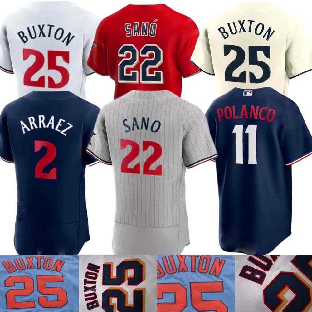 

2023 Custom S-4XL 25 Byron Buxton Jersey Carlos Correa Luis Arraez Jorge Polanco Jose Miranda Max Kepler Royce Lewis Jhoan Duran Joe Ryan Joey Gallo Baseball Jerseys